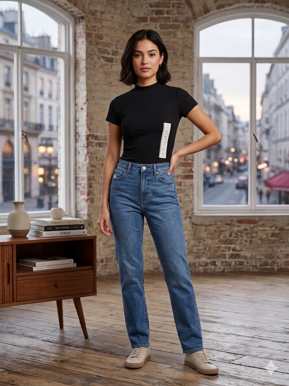 A New Day Black Ribbed Fitted Tee – NWT – XS (2 for 10)